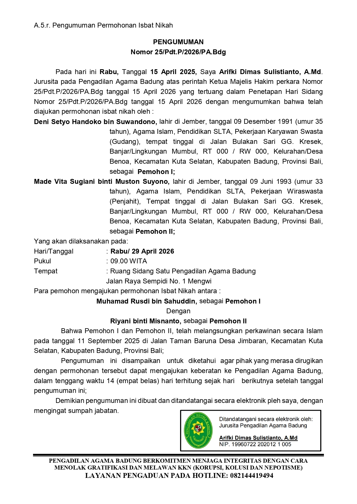 2 Pengumuman Isbat Nikah page 0001